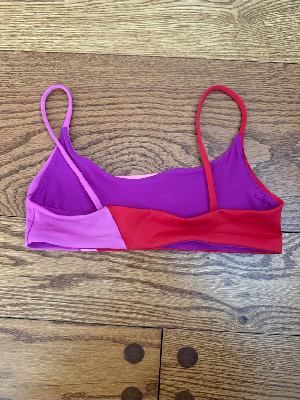 Left On Friday Colorblock Red Pink Purple Bikini Top - Picture 2 of 3